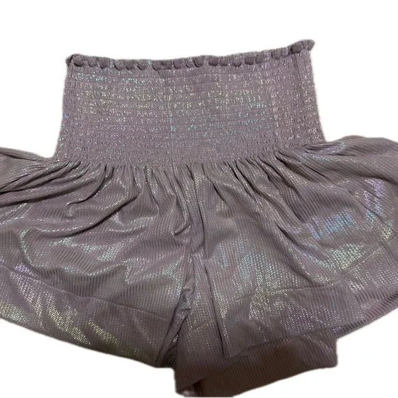 Queen of Sparkles QOS Mauve Ribbed Metallic Swing Short NWOT size M - Picture 2 of 2